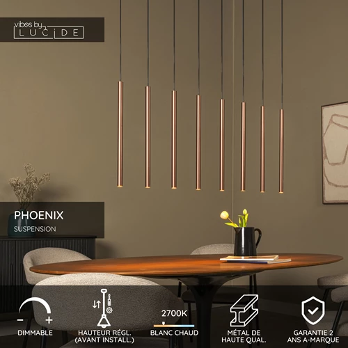 Lucide PHOENIX - Suspension - LED Dim. - G9 - 8x3W 2700K - Café - Vibes - USP